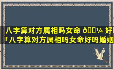 八字算对方属相吗女命 🐼 好吗「八字算对方属相吗女命好吗婚姻如何」